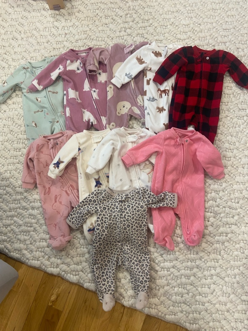 Carter's Baby Fleece 2 way zip One piece newborn (bundle 10 total) fall/winter